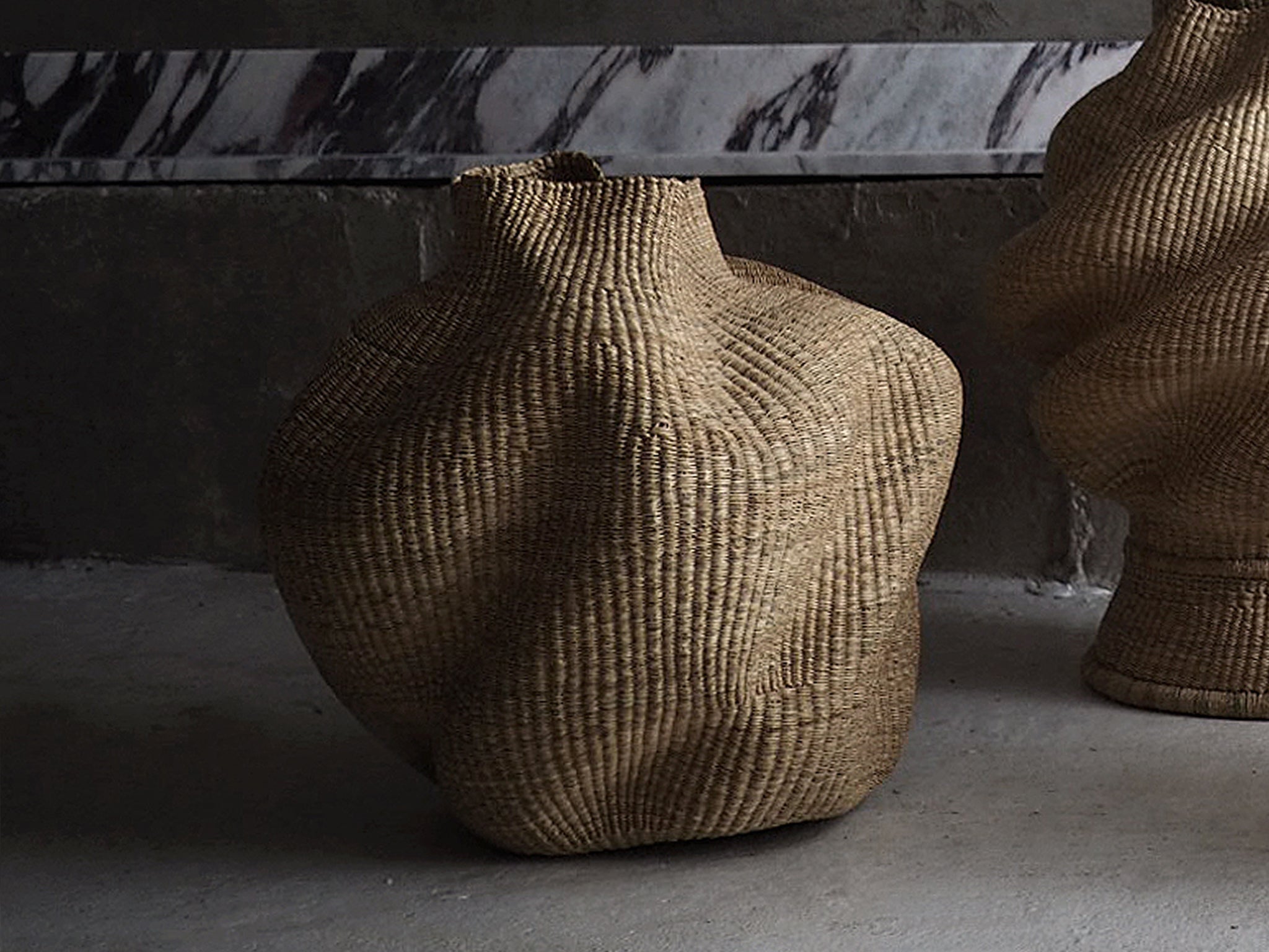 Handmade Sculptural Basket, Natural