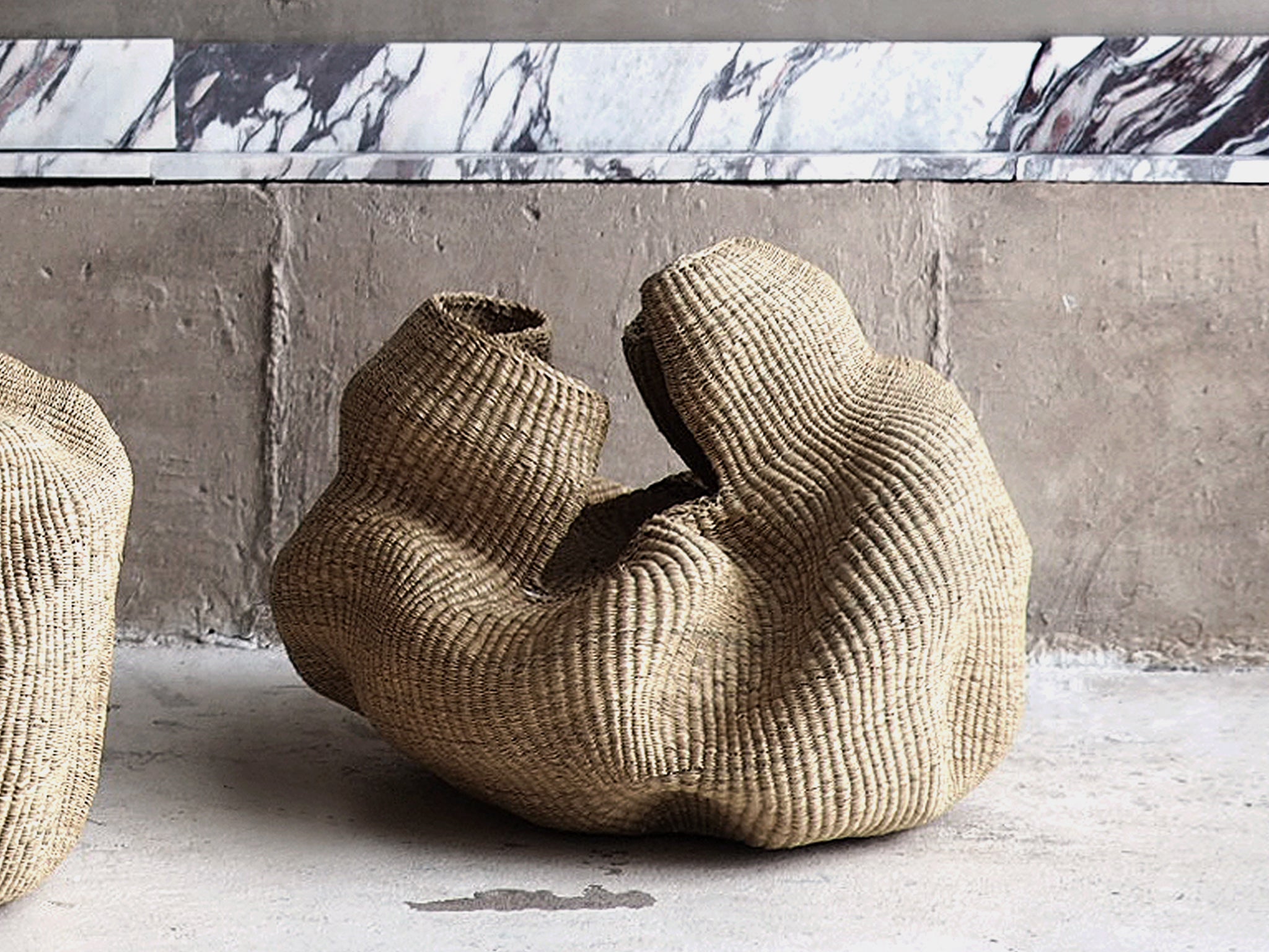 Handmade Sculptural Basket, Natural
